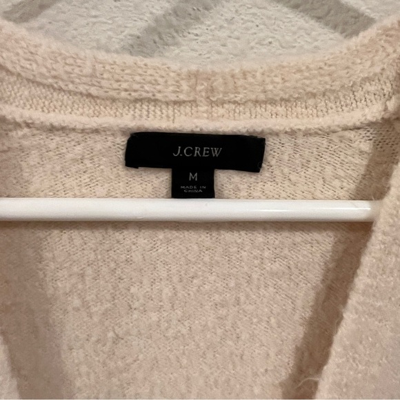 J Crew size medium oversized cream sweater wool alpaca blend v neck - Picture 2 of 7